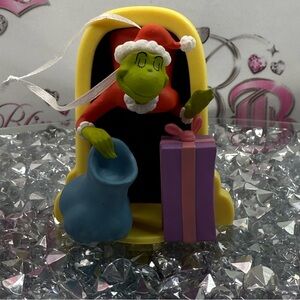 Grinch Christmas Ornament with Present and Sack